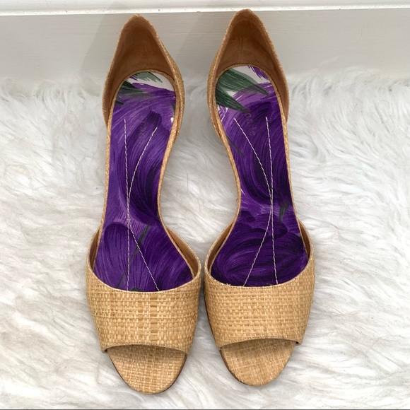Kate Spade Eden Raffia Peep Toe Heels - Picture 5 of 9